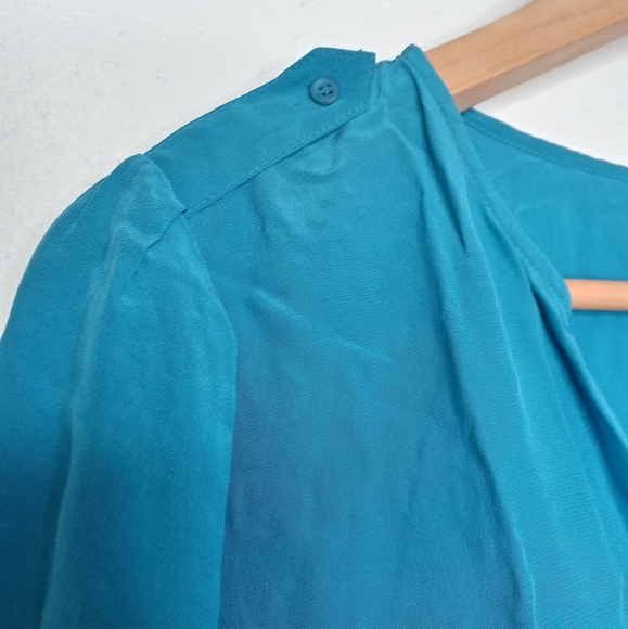 Joie 100% Silk Blue V-Neck Blouse - Picture 8 of 12